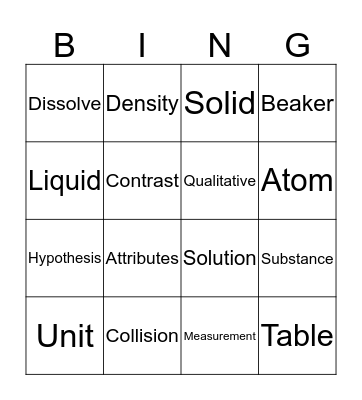 Science Bingo Card