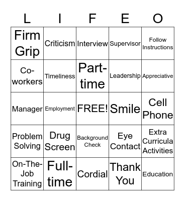 GETTING AND KEEPING A JOB Bingo Card