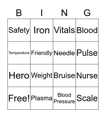 Plasma Bingo Card