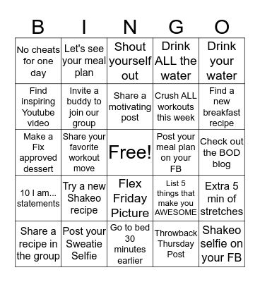 FALL INTO FITNESS CHALLENGE Bingo Card