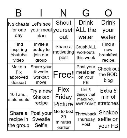 FALL INTO FITNESS CHALLENGE Bingo Card