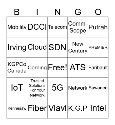 KGPCo Bingo Card