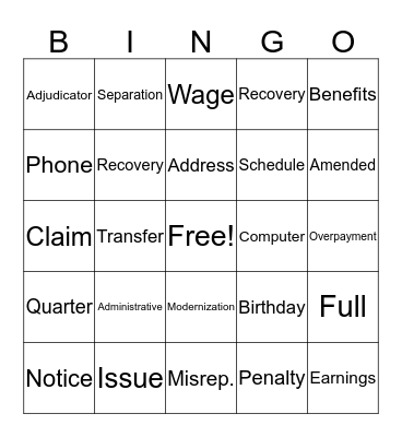 BPC BINGO Card