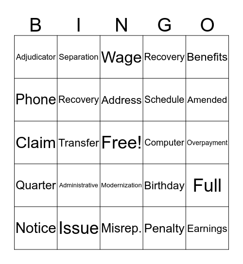 BPC BINGO Card