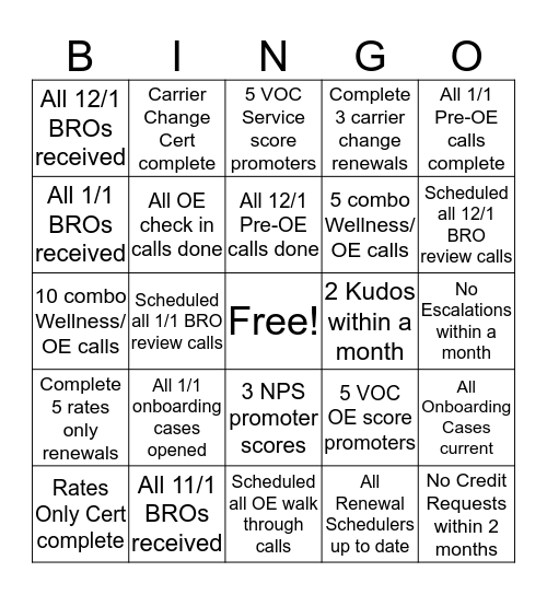 Renewal Season Bingo Card