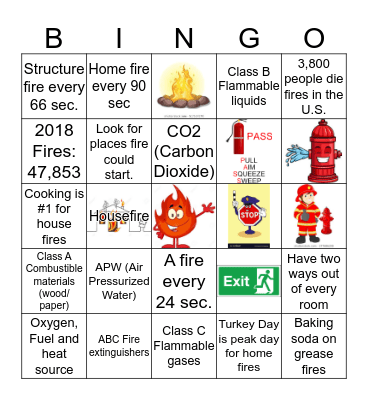 Fire Prevention Bingo Card