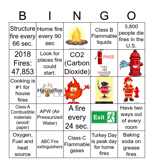 Fire Prevention Bingo Card