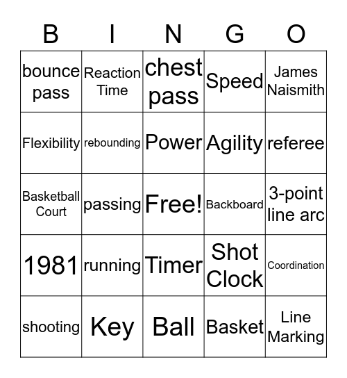 Basketball Bingo Card