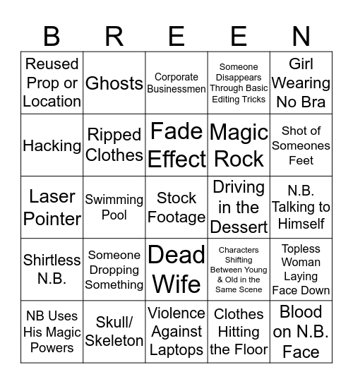 Breengo Bingo Card