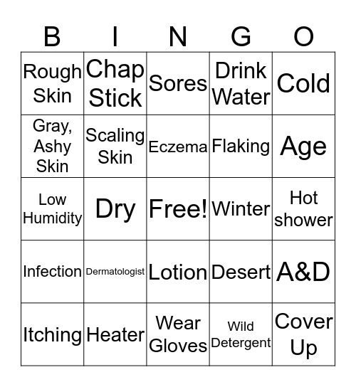 Skin Care Bingo Card