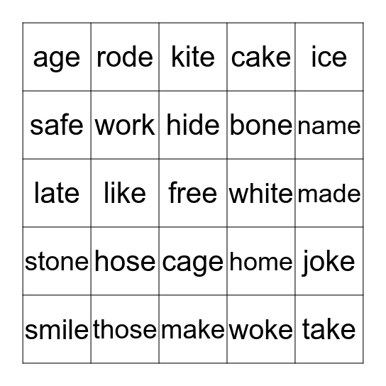 Bingo Card