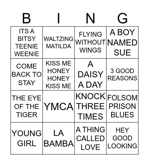 GOLDEN OLDIES Bingo Card