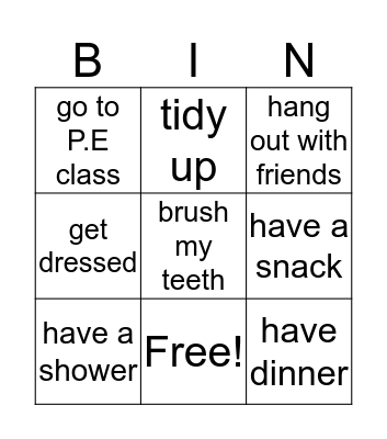 routine Bingo Card