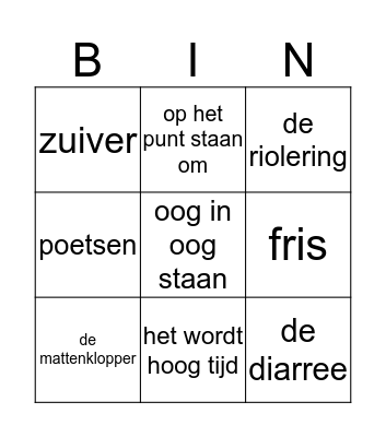 Woordenschatbingo  Bingo Card