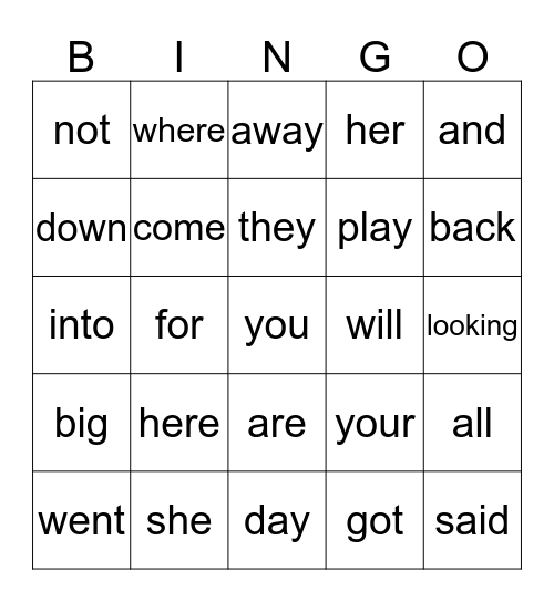 Sight Word  Bingo - Level 3/4 Bingo Card