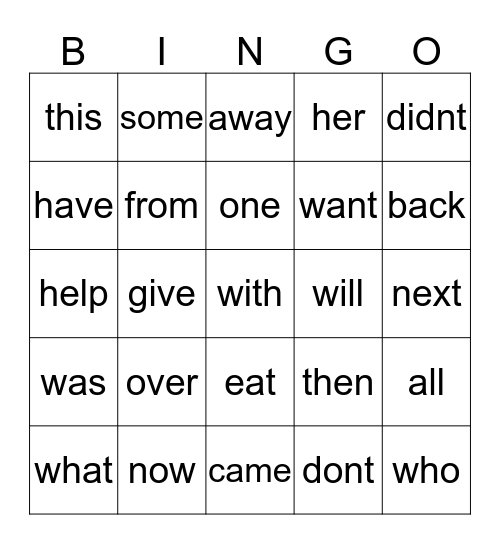 Sight Word  Bingo - Level 8/10 Bingo Card