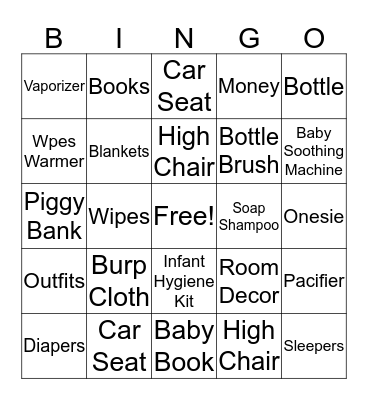 Baby Bingo Card