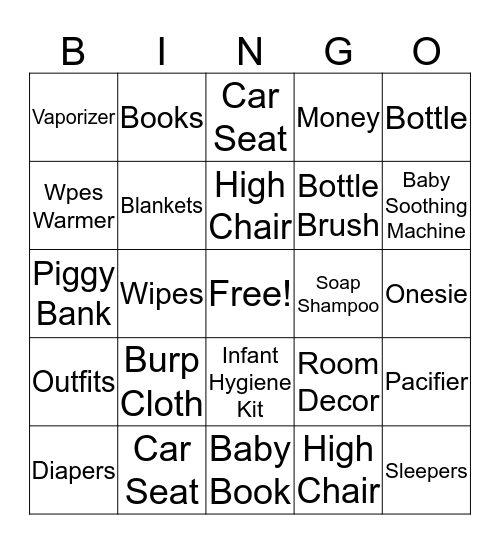 Baby Bingo Card