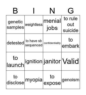 Gattaca Bingo Card