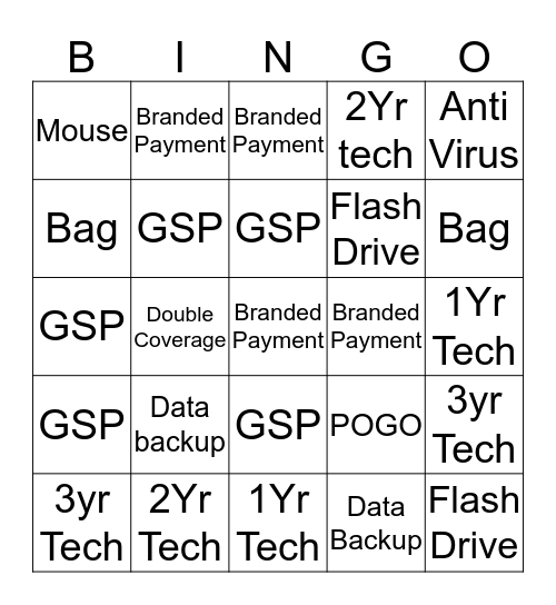 Geek Squad  Bingo Card