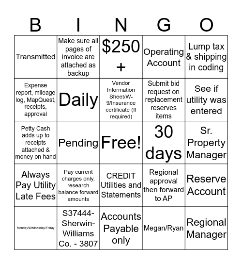 FAIRWAY DAYS 2018 Bingo Card