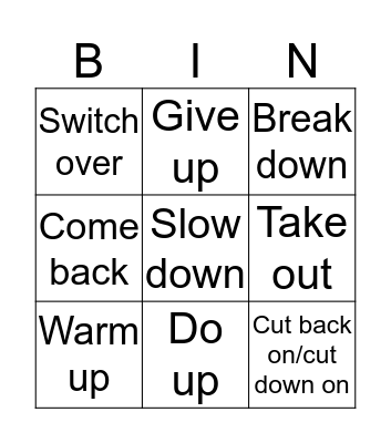 phrasal verbs Bingo Card