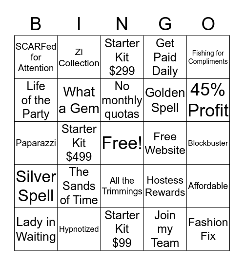 Sparkle N Shine Diva Bingo Card