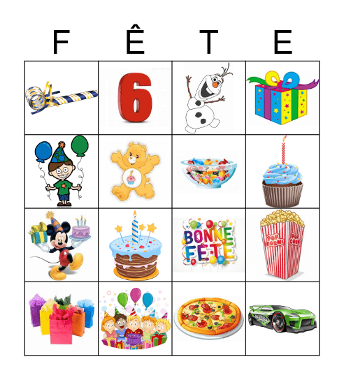Bonne fête Olivier Bingo Card