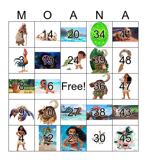 MOANA BINGO Card