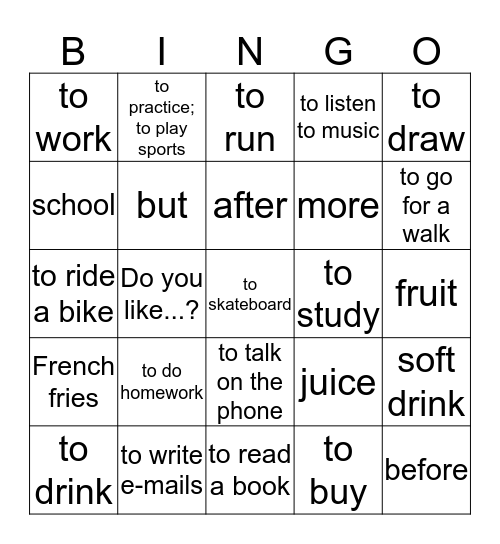 Avancemos 1 Ch 1.1 Bingo Card