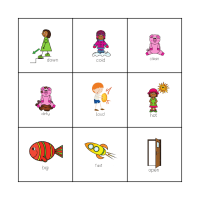 Opposites Bingo Card