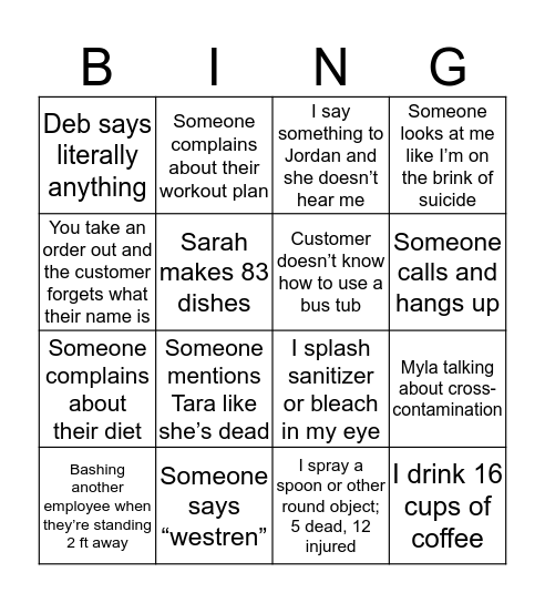 Rise & Shine Bingo Card