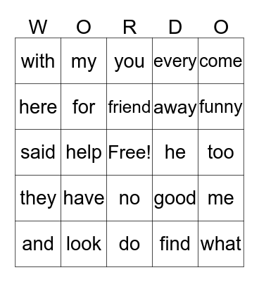 Word-o Bingo Card
