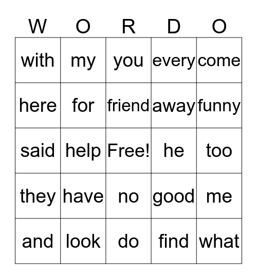 Word-o Bingo Card