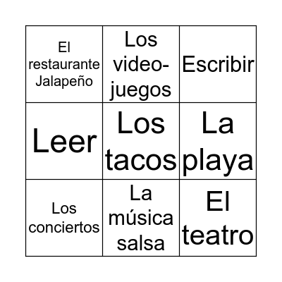 ¿Qué te gusta? Bingo Card