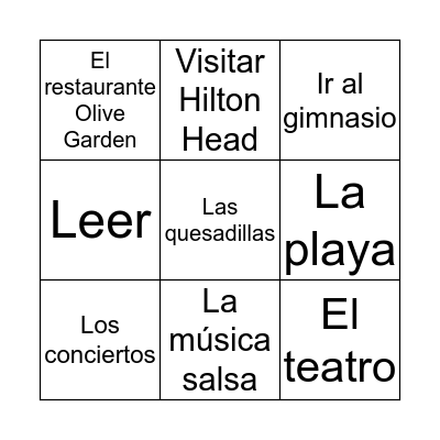 ¿Qué te gusta? Bingo Card