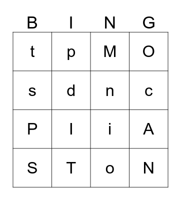 ABC Bingo Card