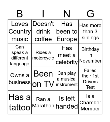 Ring of Influence 2018 Business Network Event Bingo Card