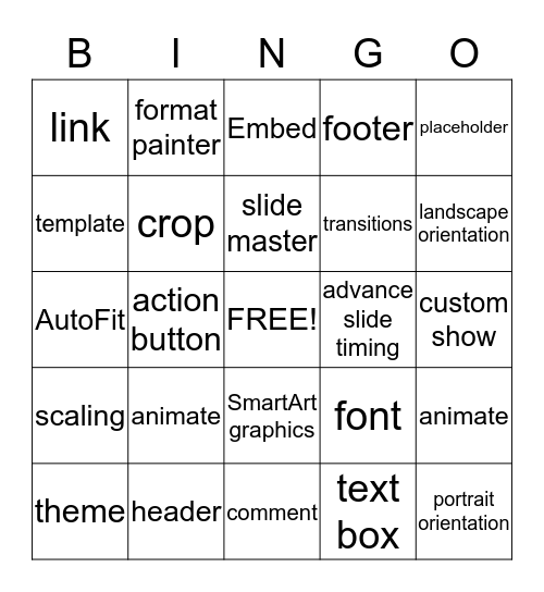 Lesson 3 PP - Prepare & Present Slide Show Bingo Card