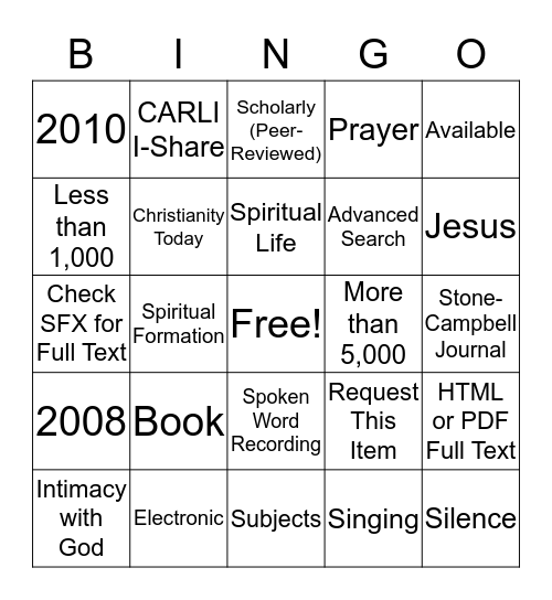 Spiritual Maturity Bingo Card
