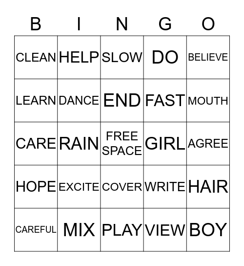 SUFFIX BINGO Card