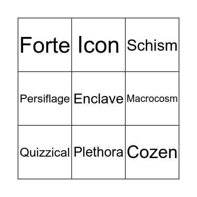 English Vocab Bingo   Bingo Card