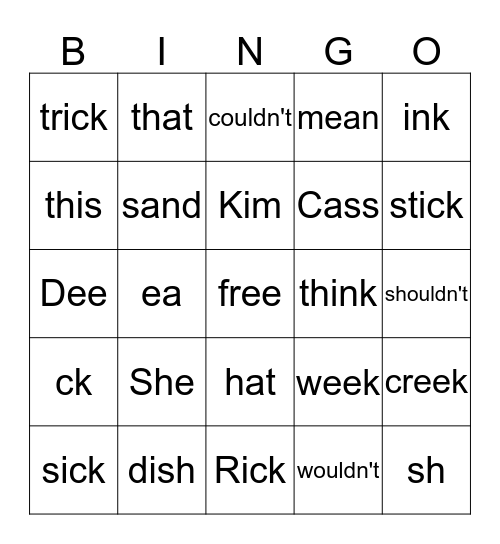 RW 14 Bingo Card