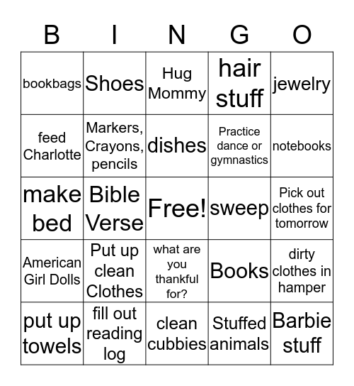 Clean up Bingo Card
