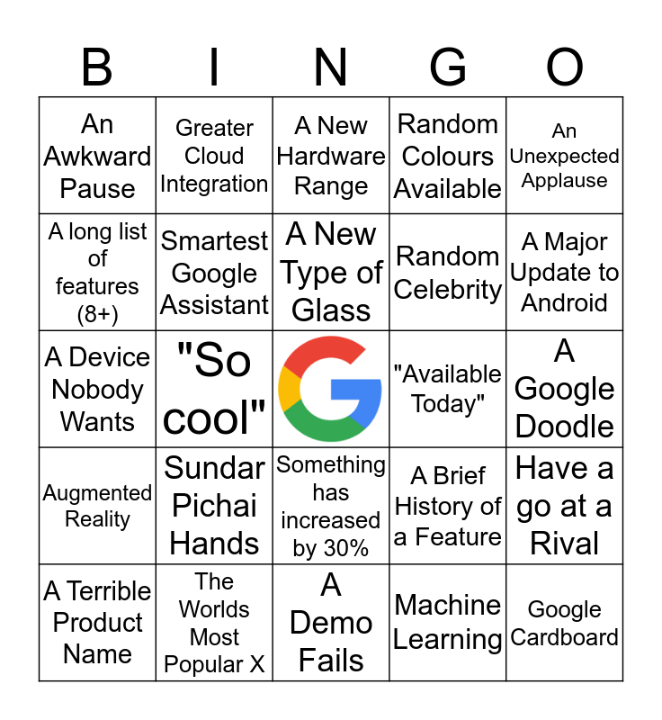 Google Pixel Event Bingo Card