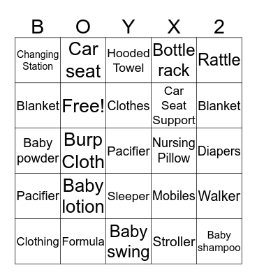 Twice the Blessings Bingo Card