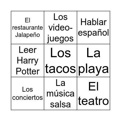 ¿Te gusta/n…? Bingo Card