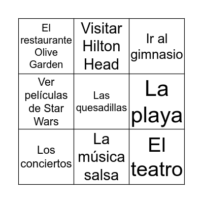 ¿Te gusta/n…? Bingo Card