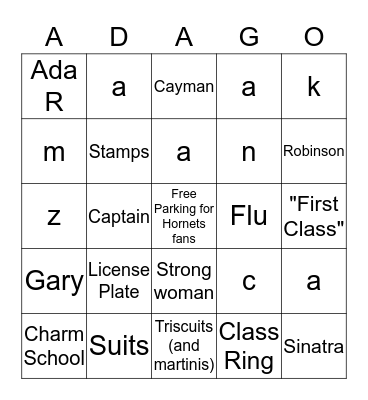 Ada-Go! Bingo Card
