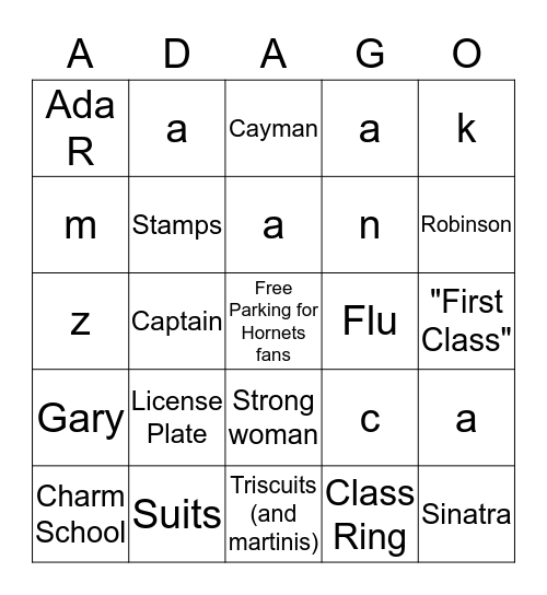 Ada-Go! Bingo Card